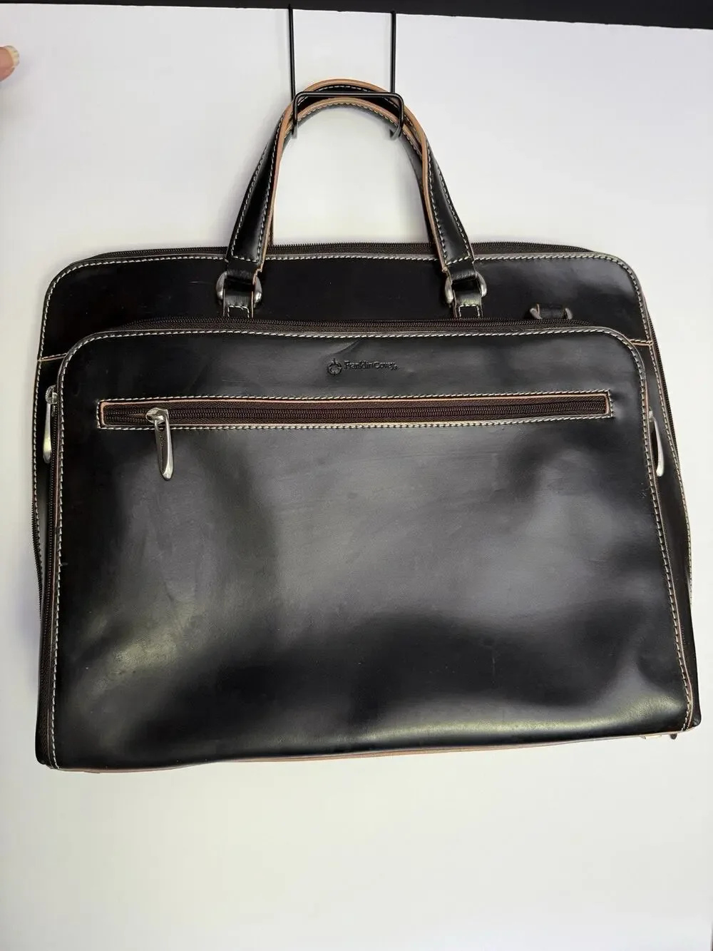 Vintage Franklin Covey Black Leather Laptop Briefcase 720455 Detachable Case